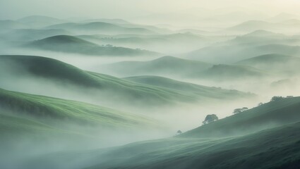 Wall Mural - beautiful landscape of mountain layer in morning sun ray and winter fog at doi hua mae kham, mae sal