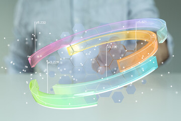 Aufkleber - Modern data visualization concept. Abstract 3D charts and graphs with pastel colors. Ideal for business and technology.