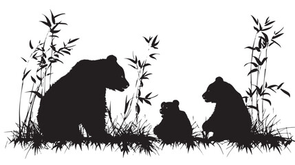 Wall Mural - Pandas silhouette isolated in White background