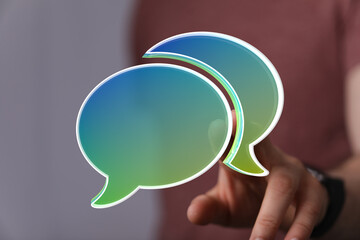 Aufkleber - Abstract image of speech bubbles, representing communication and connection.