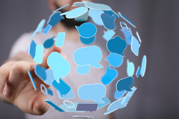 Aufkleber - Abstract image depicting global communication and networking through chat bubbles.