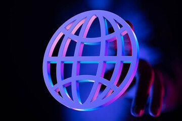 Aufkleber - Abstract 3D rendered globe icon, representing internet, connection, and global network.