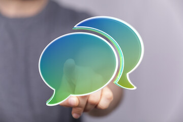 Aufkleber - Abstract image of two speech bubbles, representing communication and digital interaction.