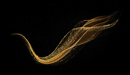 Fototapete - Abstract shiny color gold wave design element. Vector illustration. Merry Christmas and Happy New Year Background. BG for invitation and greeting card