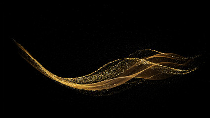 Fototapete - Abstract shiny color gold wave design element. Vector illustration. Merry Christmas and Happy New Year Background. BG for invitation and greeting card