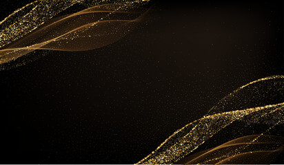 Fototapete - Abstract shiny color gold wave design element. Vector illustration. Merry Christmas and Happy New Year Background. BG for invitation and greeting card