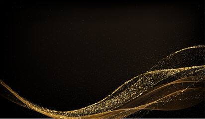 Fototapete - Abstract shiny color gold wave design element. Vector illustration. Merry Christmas and Happy New Year Background. BG for invitation and greeting card