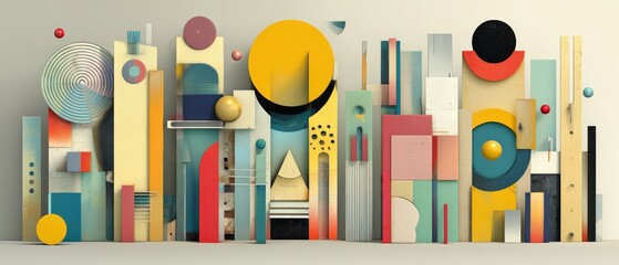 Wall Mural - abstract geometric composition with vibrant colors and shapes in a modern art style concept of creat
