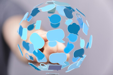 Poster - Abstract image depicting global communication, social media, networking, and online interaction.