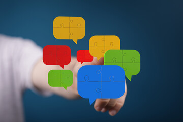 Aufkleber - Teamwork, problem-solving, communication, collaboration, strategy, innovation, solutions, ideas, puzzle, connection, success, business, technology, teamwor