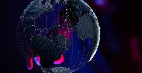Aufkleber - Abstract digital globe, network connections, technology, global communication.