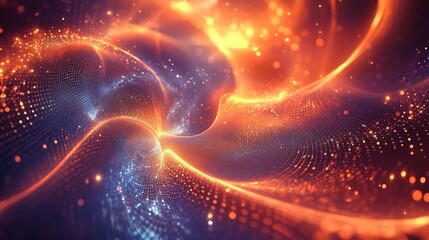 Wall Mural - futuristic digital technology background featuring glowing data particles, interconnected network no