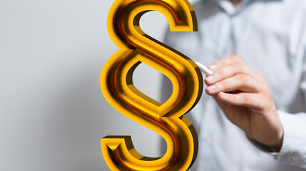 Aufkleber - Abstract image of a golden paragraph symbol. Perfect for legal, law, and justice concepts.