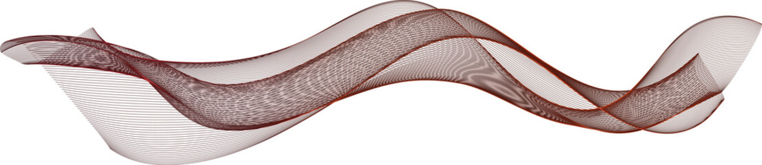 Fototapete - Abstract Shiny Glowing Red Color Wave. Transparent Wavy Lines. Elegant Luxury background. Glowing on the Black BG