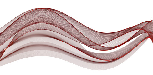 Fototapete - Abstract Shiny Glowing Red Color Wave. Transparent Wavy Lines. Elegant Luxury background. Glowing on the Black BG