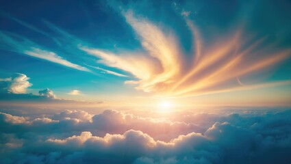 Wall Mural - a new heaven and earth concept featuring a dramatic sun ray with textured background