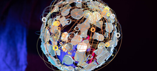 Aufkleber - Abstract image depicting global network connections and data flow. Ideal for tech, AI, and communication concepts.