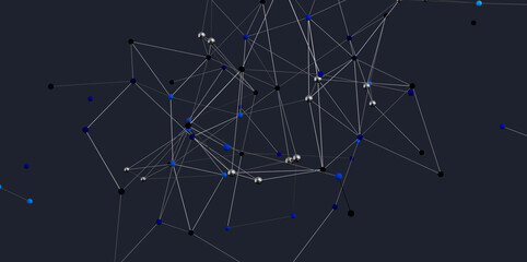 Aufkleber - Abstract background with network connection dots and lines.  Modern technology concept.