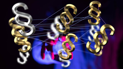 Aufkleber - Abstract image of interconnected paragraph symbols, representing legal networks,  laws, and regulations.
