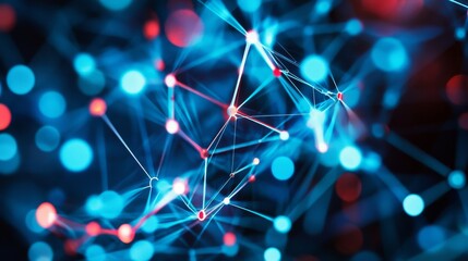 Wall Mural - abstract blue digital technology background with glowing lines and data flow patterns representing f