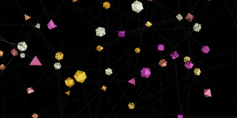 Leinwandbilder - Download this abstract background image featuring geometric shapes connected by lines. Perfect for tech, network, and connection concepts.