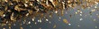 © Premium_art - Golden confetti falls against a dark gray background. Luxurious and elegant.