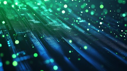 Wall Mural - futuristic digital technology background with glowing blue and green circuit lines, abstract high-sp