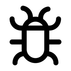 Simple line vector icon of a bug symbol, commonly used in coding, terminal, and developer interfaces. Ideal for apps, websites, dashboards, and coding tools. SVG format, easy to edit and scale.