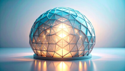 Illustration, Dome-like structure with a geometric honeycomb pattern under soft lighting