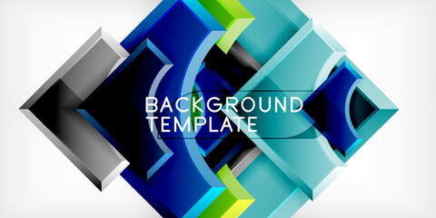 Aufkleber - Abstract geometric design. Blue, green hues create modern visual. Shapes overlap, forming dynamic composition. Bright gradients enhance depth.