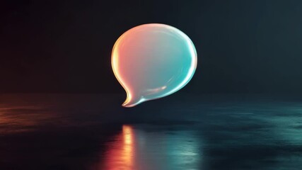 Poster - Glossy speech bubble with warm lights on reflective surface, digital artwork