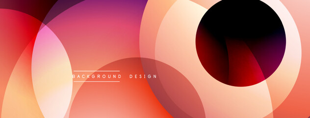 Fototapete - Abstract background features overlapping circles. Gradient colors range from orange, pink, to dark maroon. Modern design element.