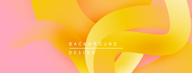 Aufkleber - Abstract fluid shapes blend pink, yellow hues. Soft gradients create dynamic visual texture. Modern design element for backgrounds.