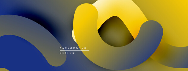 Aufkleber - Abstract fluid shapes overlap, creating dynamic color gradients. Yellows, blues, grays blend smoothly. Minimalist design suggests modern aesthetic.