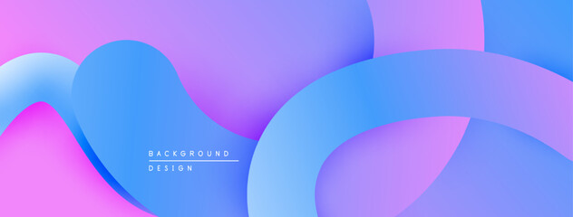 Aufkleber - Abstract fluid shapes, vibrant pinks, blues create smooth gradients. Modern design element for backgrounds, presentations. Minimalist aesthetic.