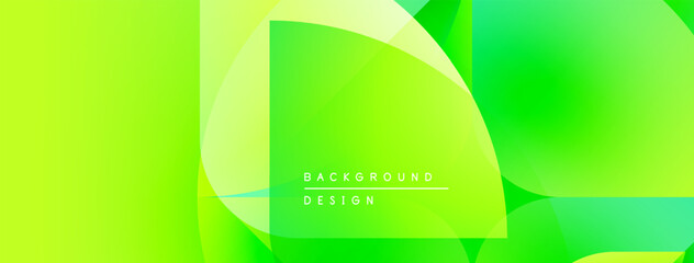 Aufkleber - Bright green abstract background. Overlapping shapes create dynamic visual effect. Modern design suitable for digital projects.