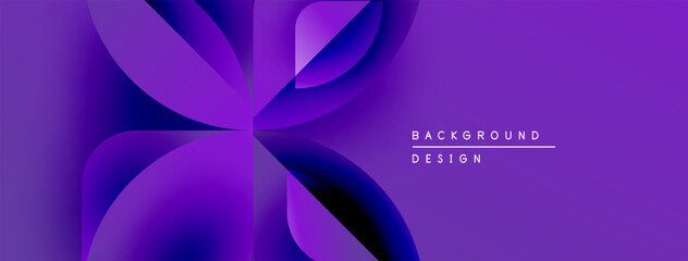 Aufkleber - Abstract purple design features overlapping curved shapes. Gradient creates dynamic visual effect. Text reads background design.