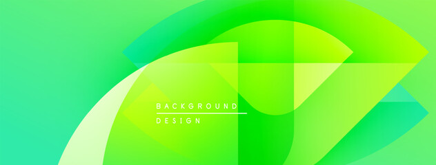 Aufkleber - Abstract green gradient design. Geometric shapes overlap creating dynamic visual effect. Text reads background design. Modern, vibrant composition.
