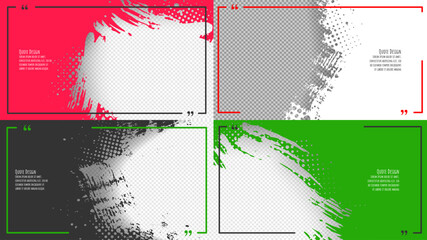 Wall Mural - vector illustration. hand drawn abstract color frame set. paint brush strokes mess with halftone dot