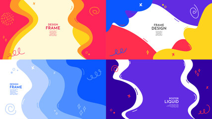 Wall Mural - vector illustration. colorful childish background. hand drawn wavy shapes, scribbles and lines. desi