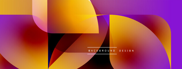 Fototapete - Abstract vibrant design. Overlapping shapes create dynamic colorful composition. Modern aesthetic, gradients present smooth transitions.