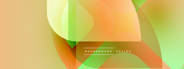 Aufkleber - Abstract fluid shapes, vibrant colors blend. Peach, yellow, green hues create modern background design. Minimalist style.