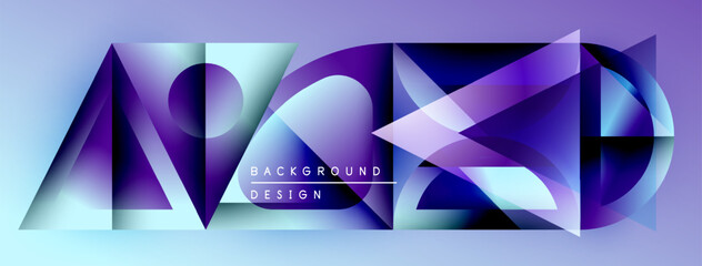 Aufkleber - Abstract geometric design. Purple, blue hues dominate composition. Modern style, dynamic shapes create visual interest. Background element.