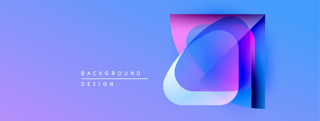 Aufkleber - Abstract geometric shapes overlap, creating vibrant purple, blue gradients. Modern design element for backgrounds, presentations.