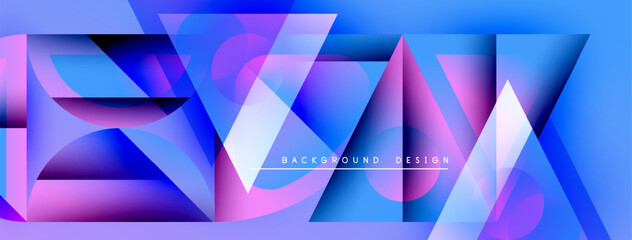 Aufkleber - Abstract geometric design. Vivid blue, purple hues create dynamic composition. Modern background suitable for digital projects.