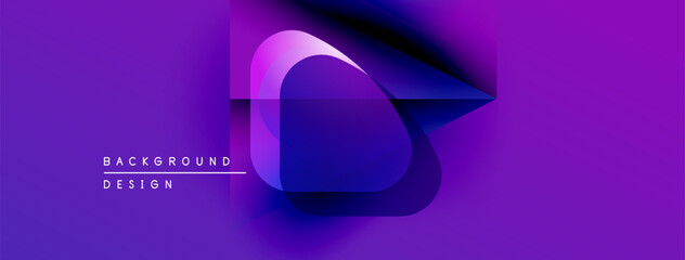 Aufkleber - Abstract purple design features overlapping shapes, gradients. Modern aesthetic, vibrant colors create dynamic visual impact.