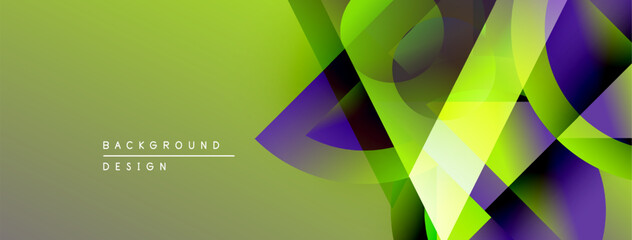Aufkleber - Abstract geometric design. Vibrant green, purple hues blend. Modern background texture creates dynamic visual effect.