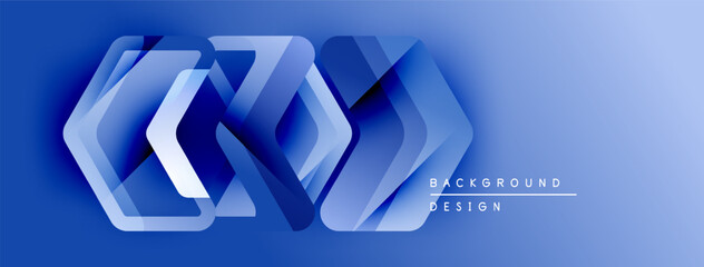 Aufkleber - Abstract blue design features layered geometric shapes. Gradient creates depth, modern aesthetic. Text reads background design.