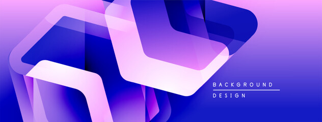 Poster - Abstract geometric shapes overlap. Gradient colorspurple, blue, whitecreate dynamic visual effect. Modern design element.