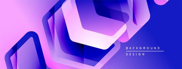 Poster - Abstract geometric shapes overlap, creating vibrant purple, blue gradients. Modern design suggests digital art, background texture.
